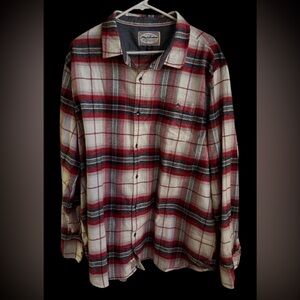 Flag and Anthem Red and White Plaid Flannel Shirt Men’s 2XL